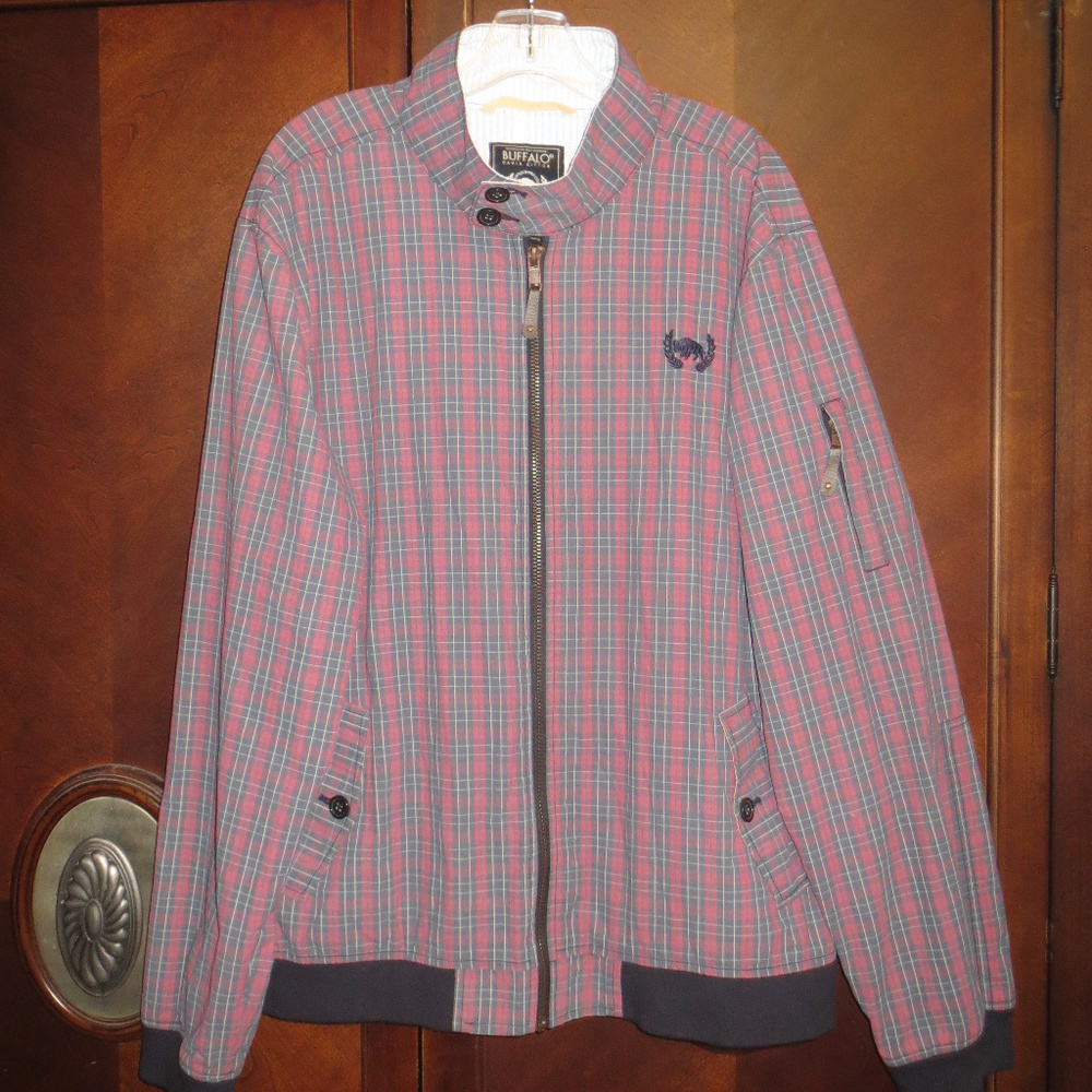 BUFFALO David Bitton Plaid Zip Up Moto Jacket